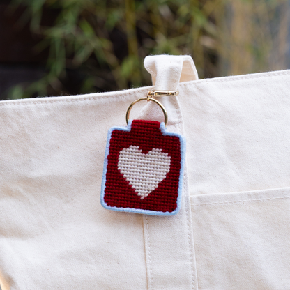 Lucky Feather - Needlepoint Keychain Kit - Heart