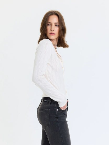 Daze Stargazer Pointelle Cardigan - Cloud Dancer