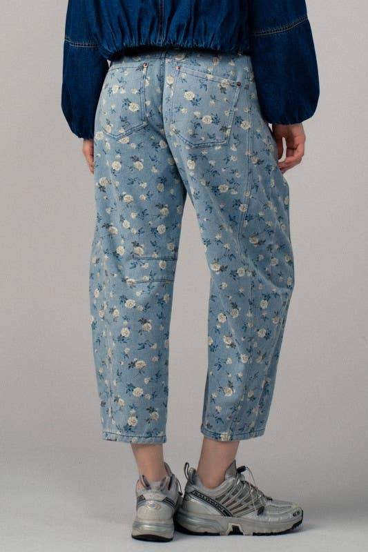 Urban Daizy - Floral Print Relaxed Fit Denim Pants