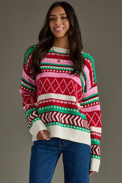 Panache Apparel Co. - Multicolored Winter Pattern Sweater