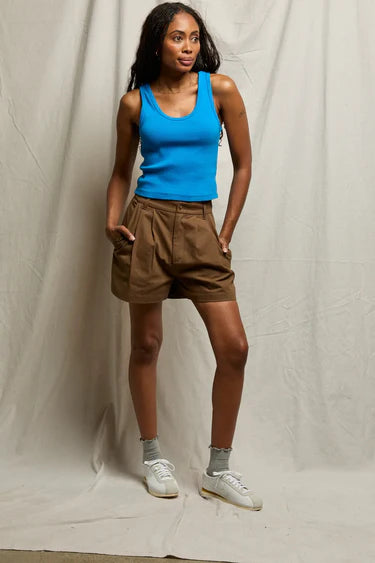 perfectwhitetee - blondie rib tank -  cobalt blue