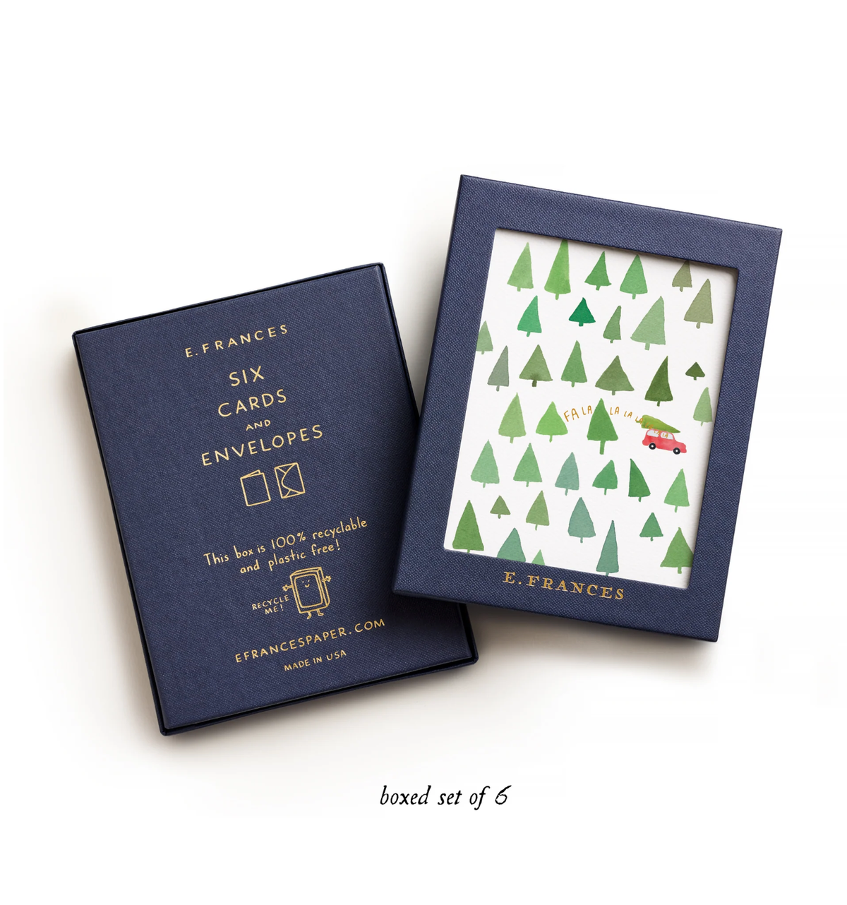 E. Frances Paper - Fa La La La La Trees Christmas Cards Boxed Set, Set of 6