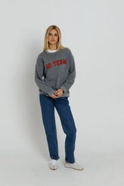 Sunny Somewhere - Go Team Oversized Crew Sweatshirt - Red