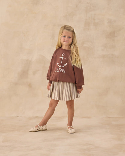 RYLEE + CRU SASHA SKORT BROWN STRIPE