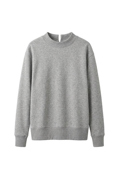 perfectwhitetee - Delaney French Terry Mock Neck Sweatshirt - Heather Grey