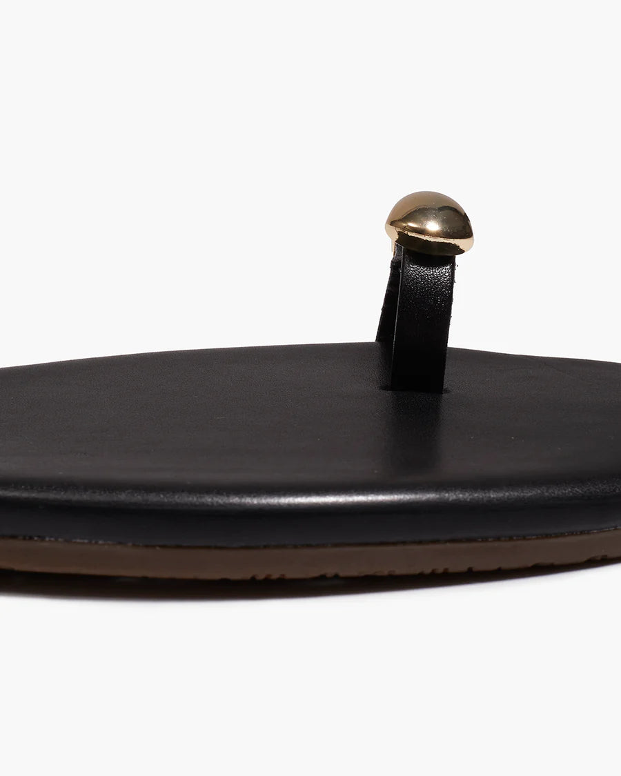 tkees Colette Leather Sandal - Sable (Black)