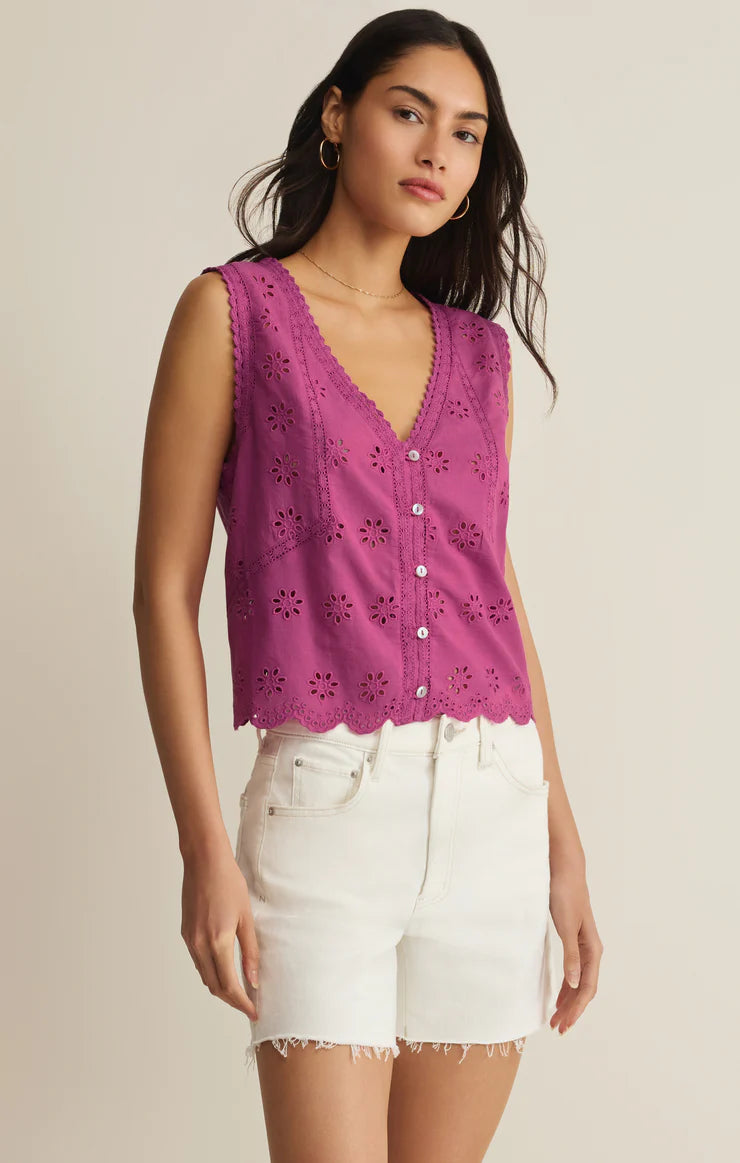 Z Supply Darcy Eyelet Tank - Berry Blush