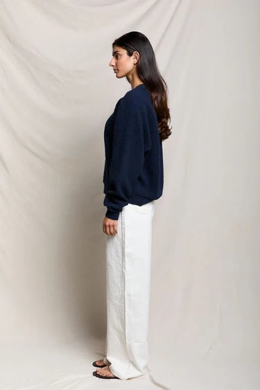 perfectwhitetee - ziggy inside out oversized sweatshirt - navy