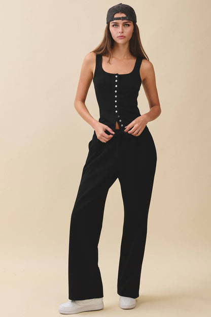 Sarah Pointelle Button Front Cami Tank - Multiple Color Options