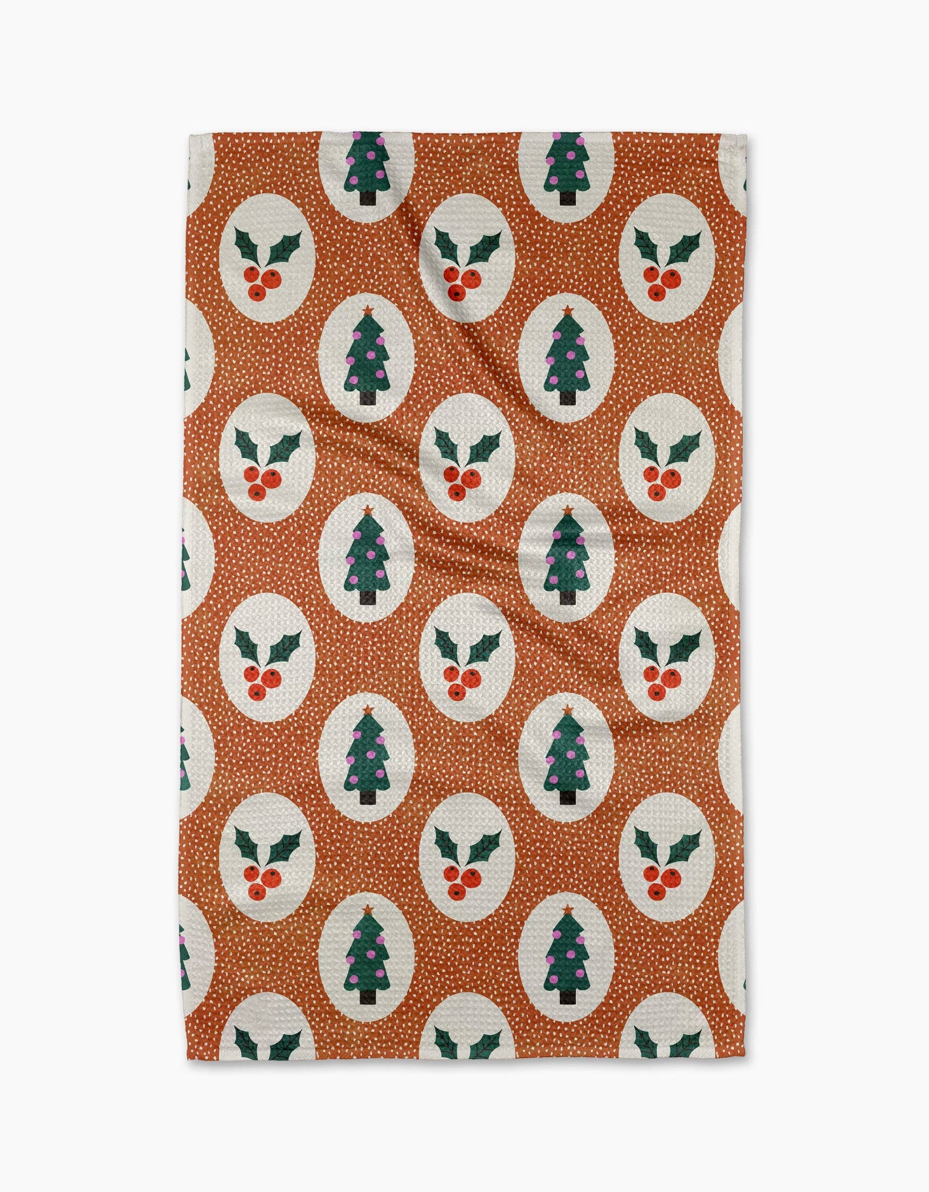 Geometry - Vintage Holly Christmas Tea Towel