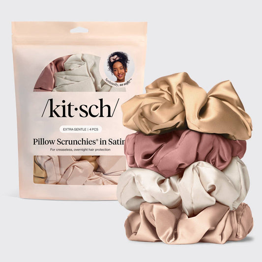 KITSCH - Pillow Scrunchies® in Satin 4pc - Blush