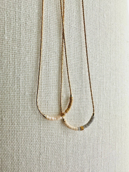 Ocean Breakup - Minimalist Beaded Necklace - Neutrals