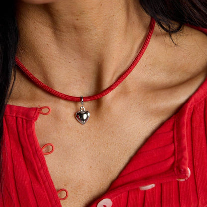 Nickel and Suede - Silver Puffy Heart Charm