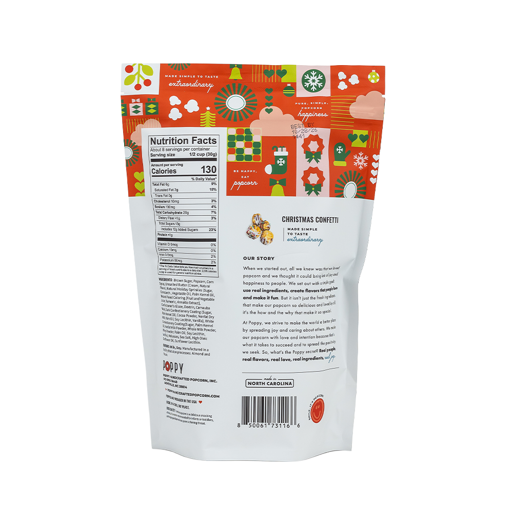 Poppy Hand-Crafted Popcorn - Christmas Confetti Popcorn