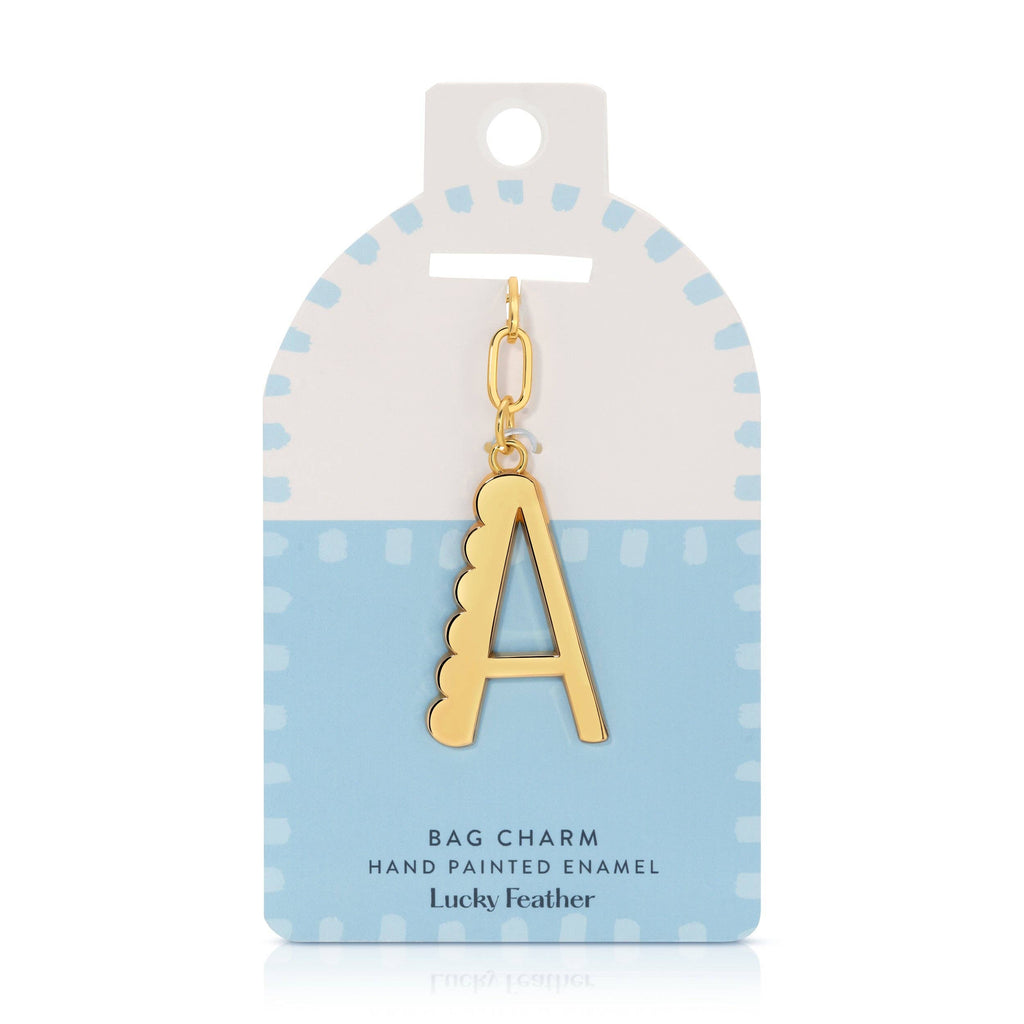 Lucky Feather - Enamel Bag Charm / Keychain - Letter - A