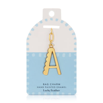 Lucky Feather - Enamel Bag Charm / Keychain - Letter - A