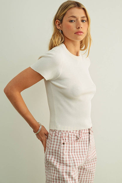 Gretchen Essential Classic Short Sleeve Rib Top