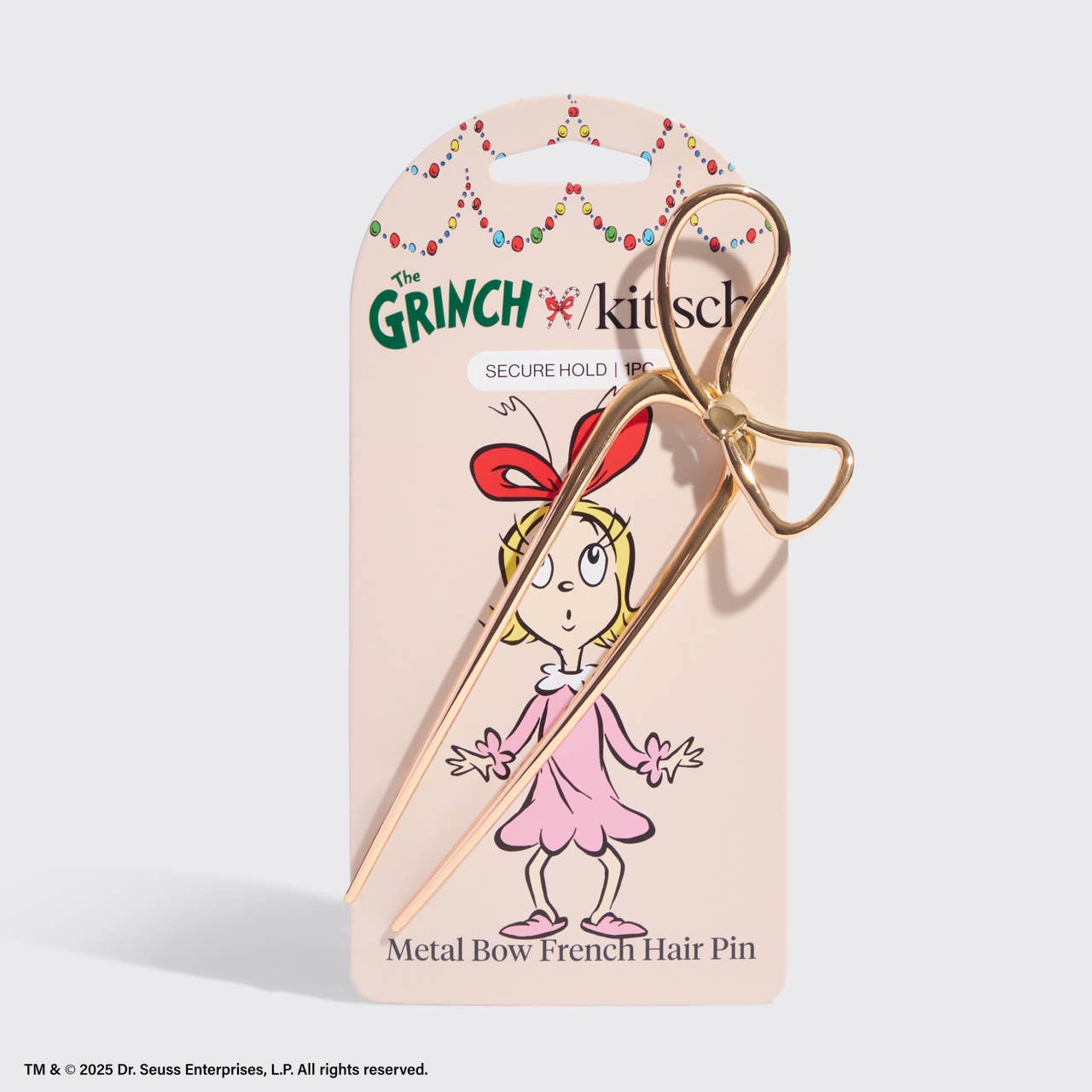 KITSCH - The Grinch x Kitsch Gold Bow French Hair Pin