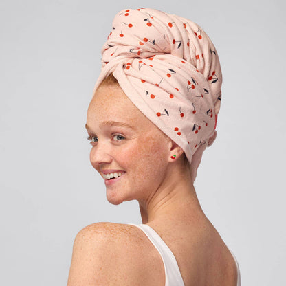 KITSCH - XL Hair Towel Wrap - Cherry Print