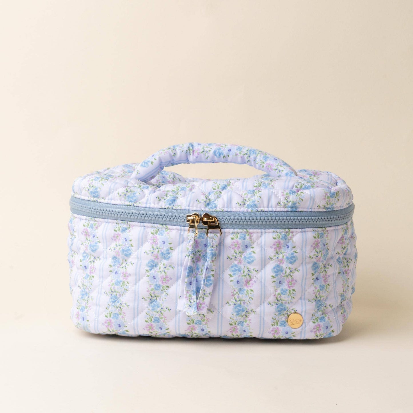 The Darling Effect - Glam & Go Quilted Cosmetic Bag-Petal Parade Blue