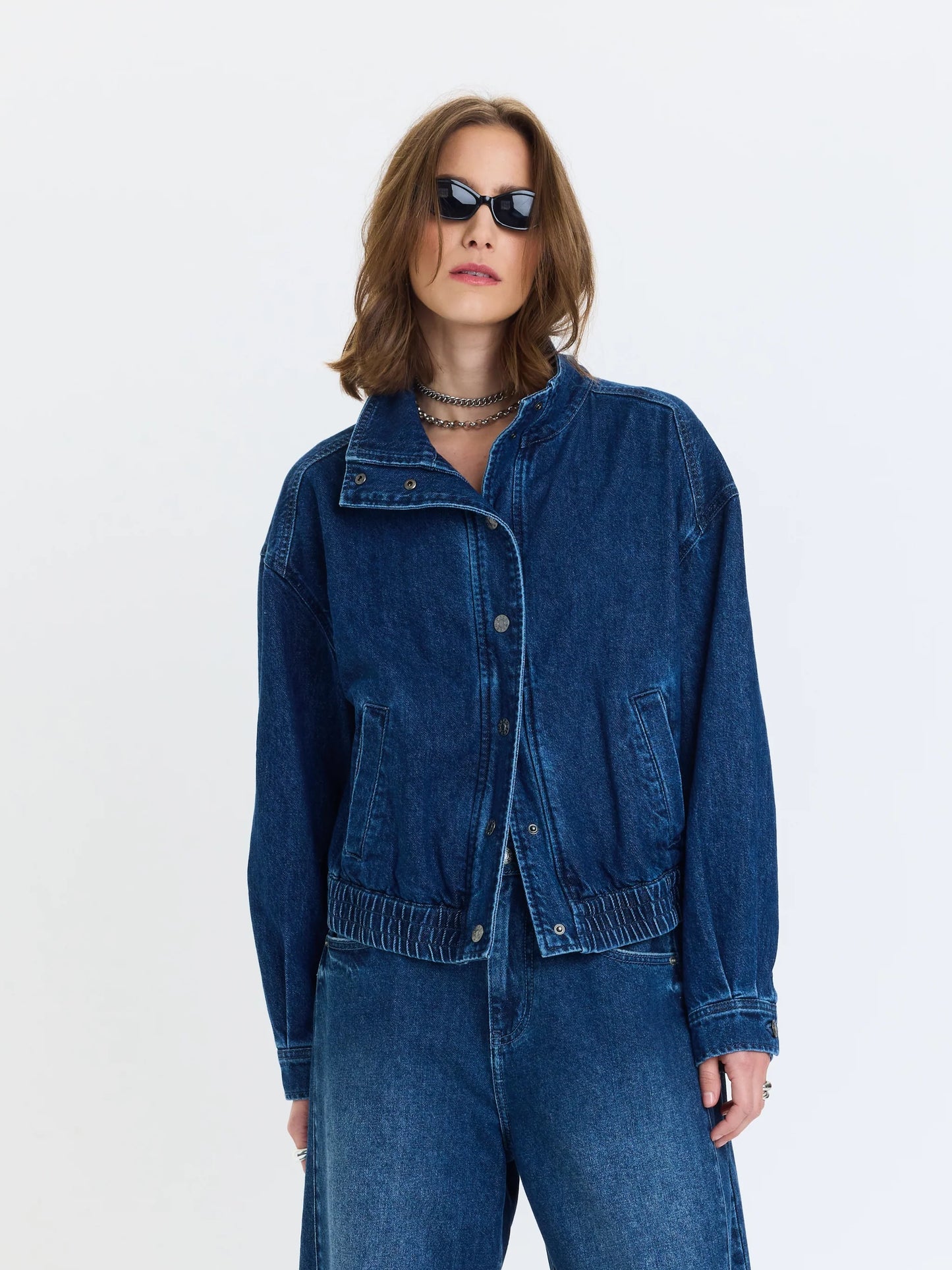 Daze Phantom Funnel Neck Denim Jacket - Rush