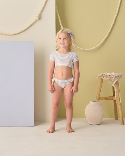 RYLEE + CRU SWIM CROPPED RASHGUARD SET - PERIWINKLE STRIPE