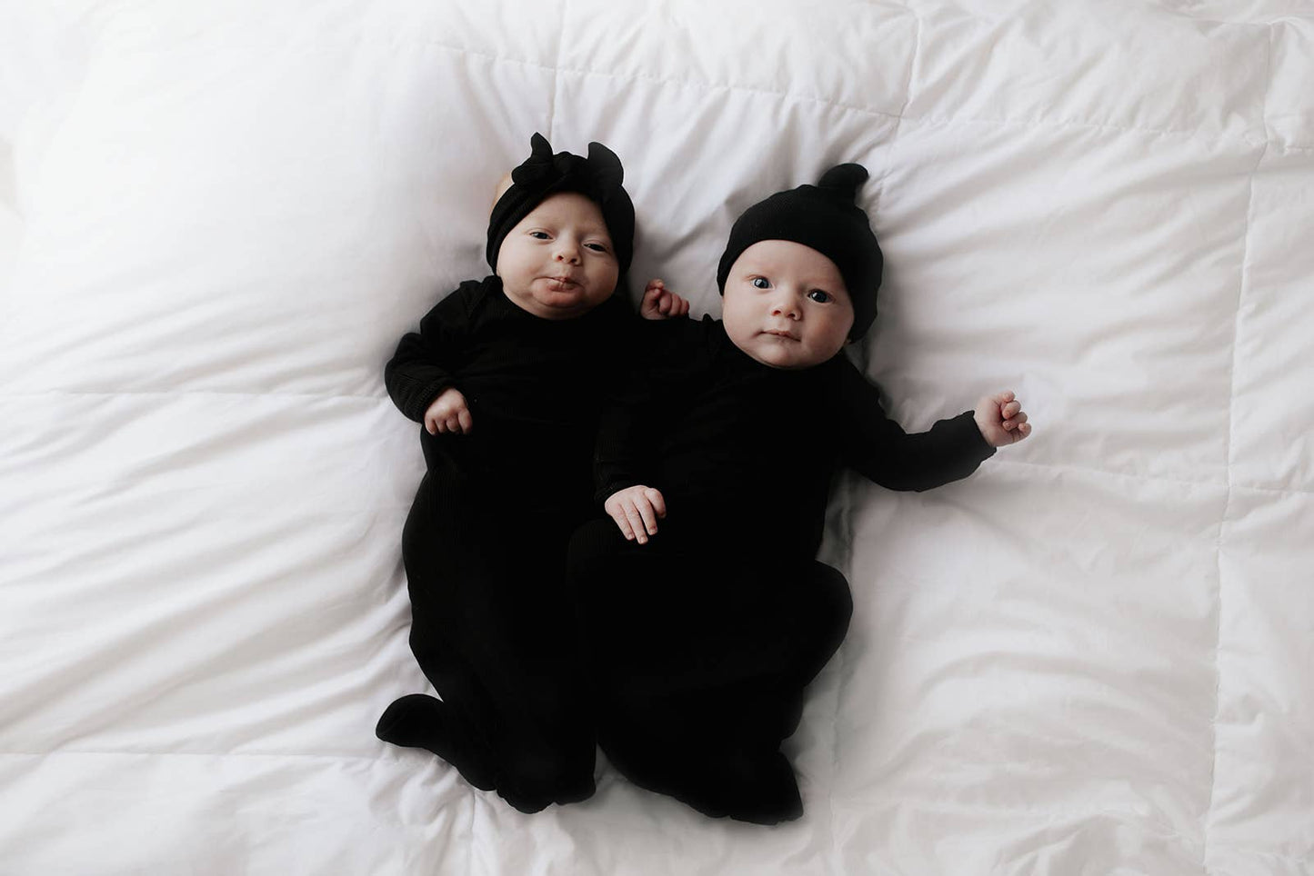 Three Little Tots - Black Ribbed Knotted Gown