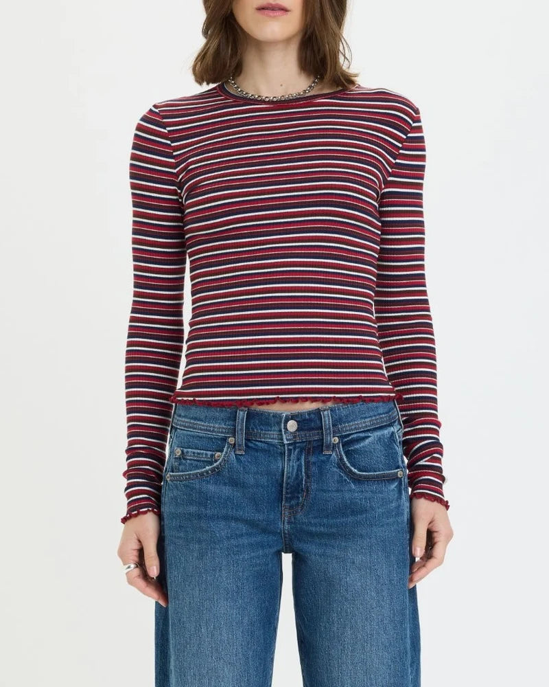 Daze Moondrift Long Sleeve Rib Tee - Serra Stripe