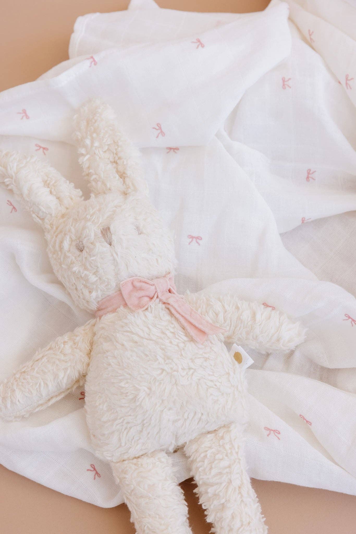 The Blueberry Hill - Muslin Swaddle Pink Bow Baby Shower Girl Organic Cotton Gift