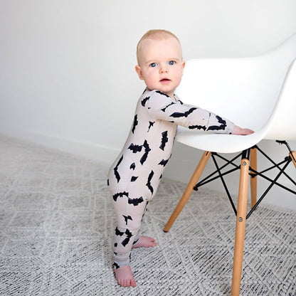 Gigi and Max - Vlad Gray Bats ZIP Bamboo Halloween One-Piece