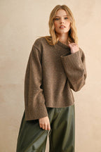 MIOU MUSE - OATMEAL SPRINKLE SWEATER TOP