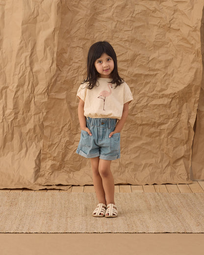 RYLEE + CRU CROPPED CINCH TEE FLAMINGO