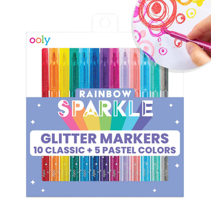 OOLY - Rainbow Sparkle Glitter Markers - Set of 15