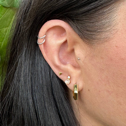 Something Silver - Hexagon Hinged Clicker Hoops