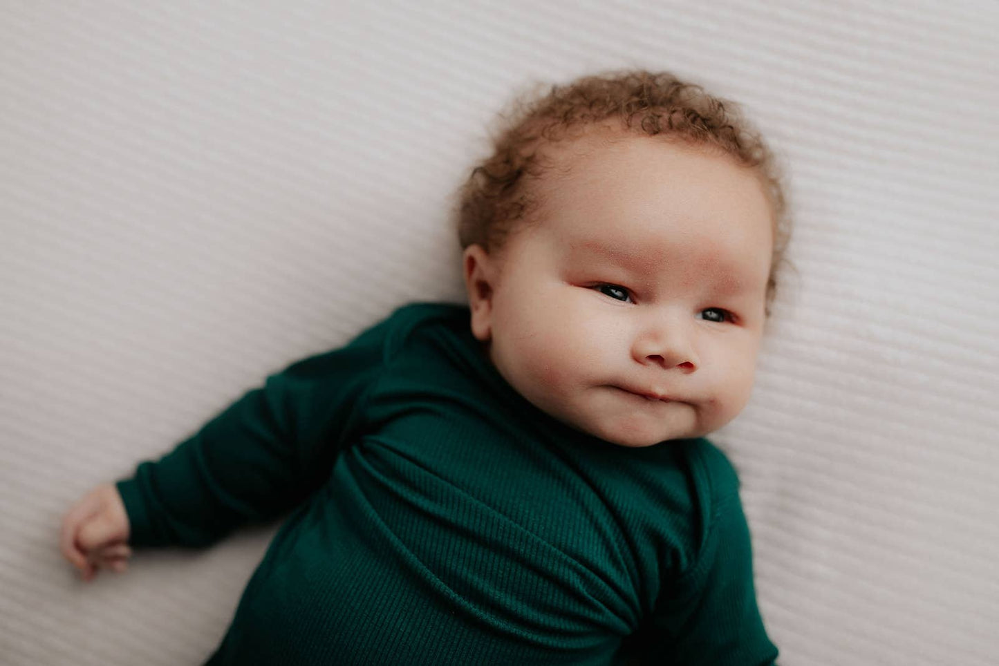 Three Little Tots - Forest Green Ribbed Knotted Newborn Baby Gown Sleepwear