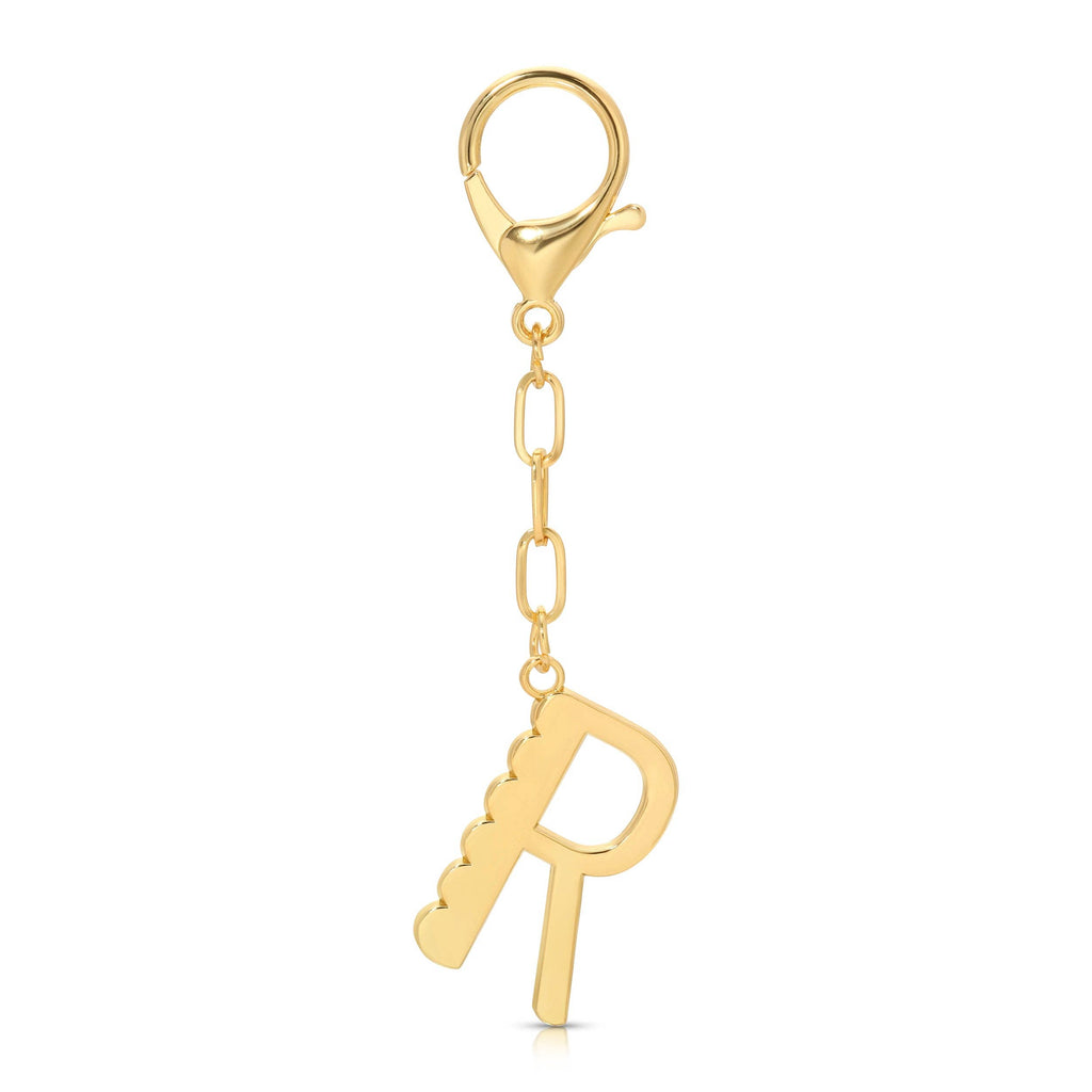 Lucky Feather - Enamel Bag Charm / Keychain - Letter - R