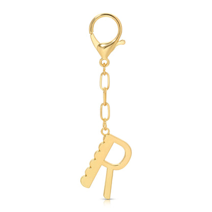 Lucky Feather - Enamel Bag Charm / Keychain - Letter - R