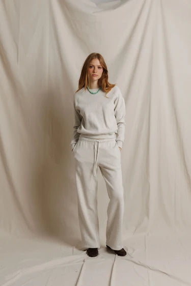 perfectwhitetee - zoe waffle crewneck raglan sweatshirt - oatmeal