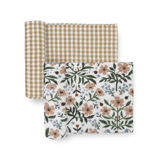 Little Unicorn - Stretch Knit Swaddle Blanket  2 Pack - Wild Rose