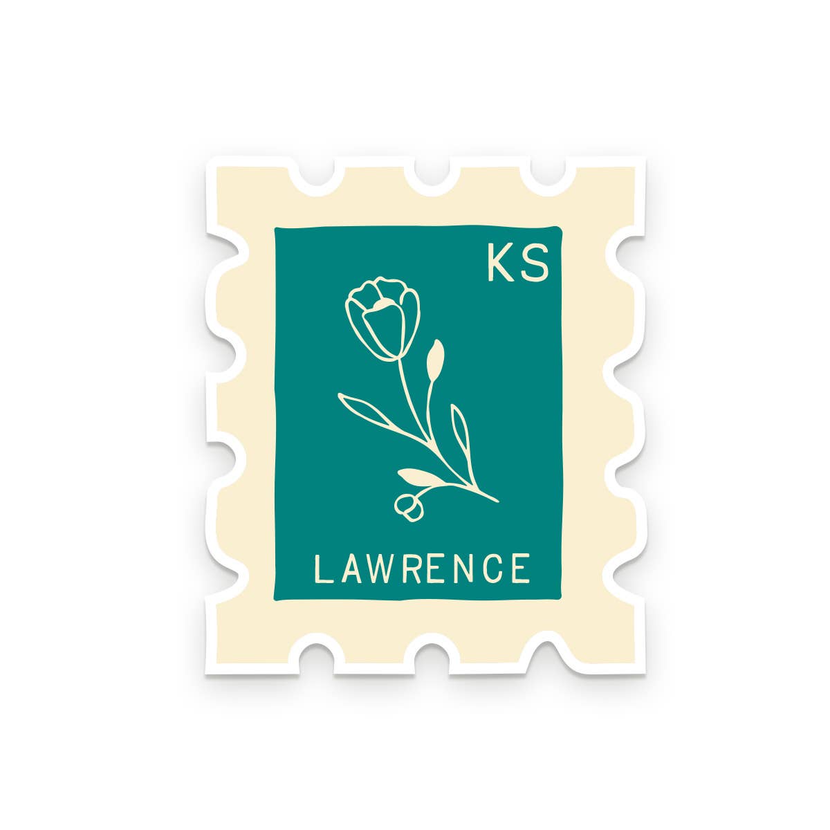 Ruff House Print Shop - Custom City Stamp Sticker - Atlantic, IA