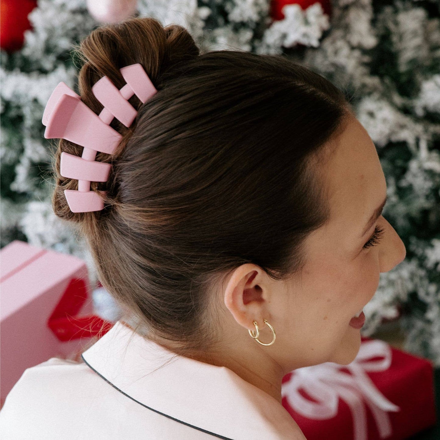 TELETIES - Classic Hair Clip | Large | Merry Pinkmas