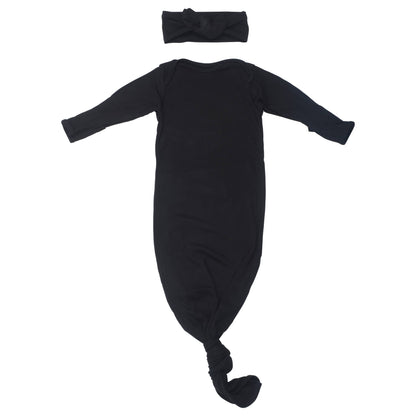 Three Little Tots - Black Ribbed Knotted Gown