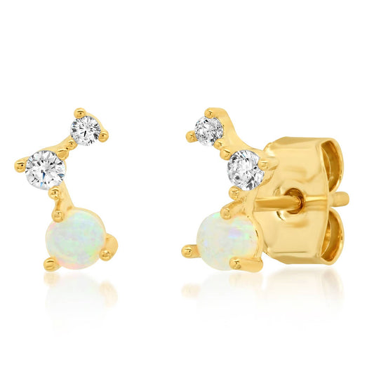 Tai Jewelry - CZ Studs with Opal Accents