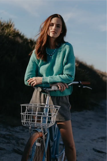 perfectwhitetee - ziggy inside out shrunken sweatshirt - teal blue