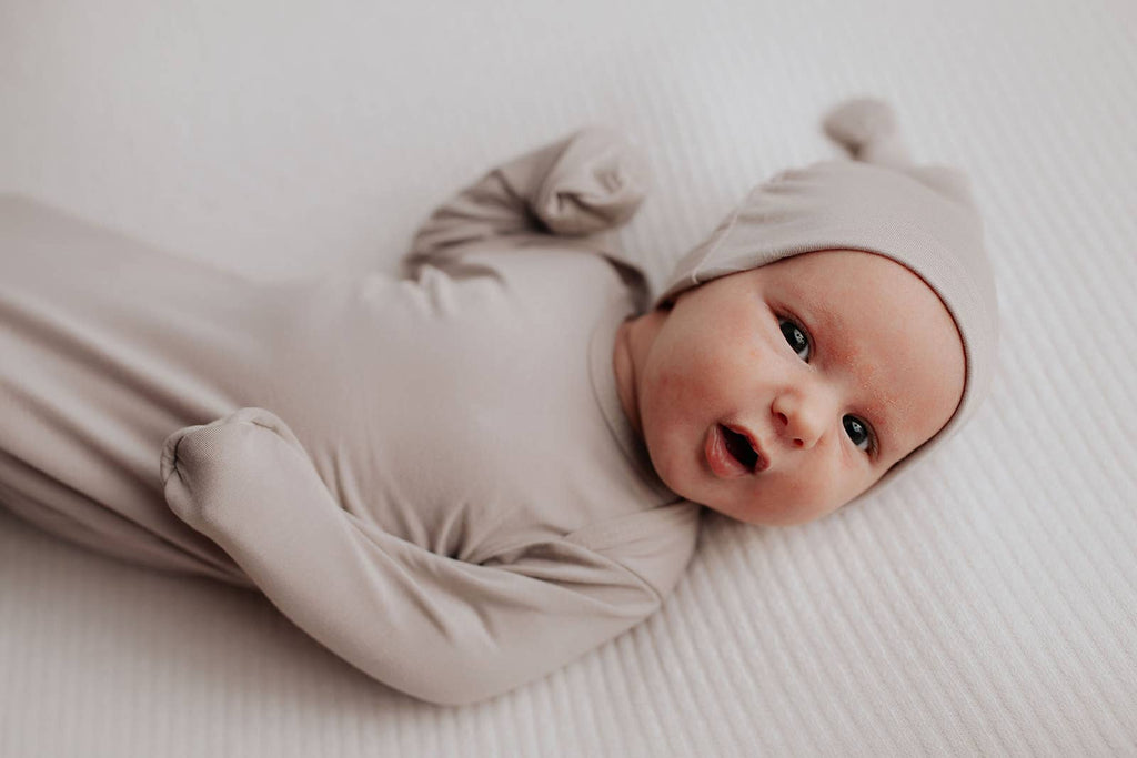 Three Little Tots - Harbor Mist Taupe Knotted Gown