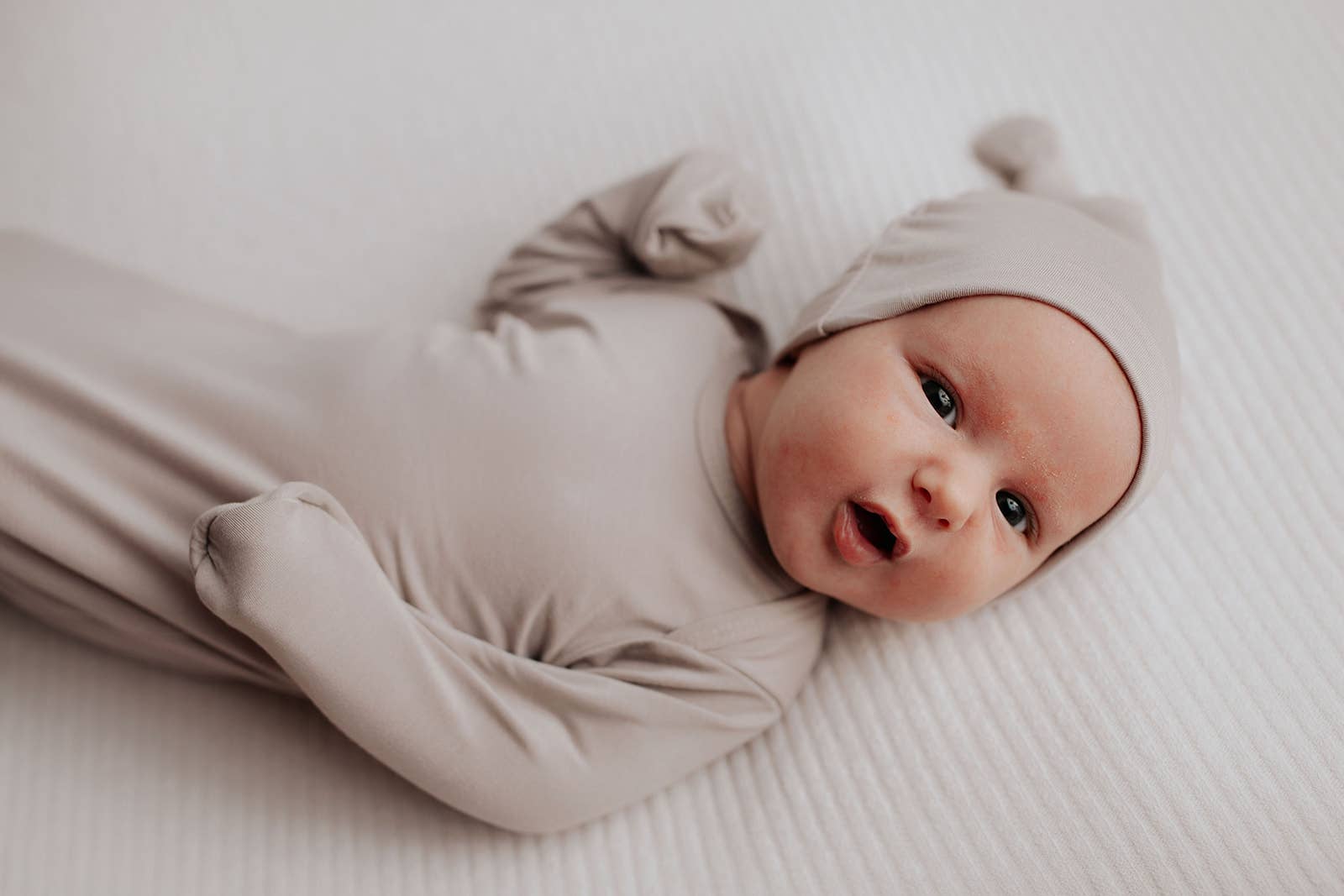 Three Little Tots - Harbor Mist Taupe Knotted Gown