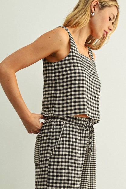 Jillian Gingham Sleeveless Top