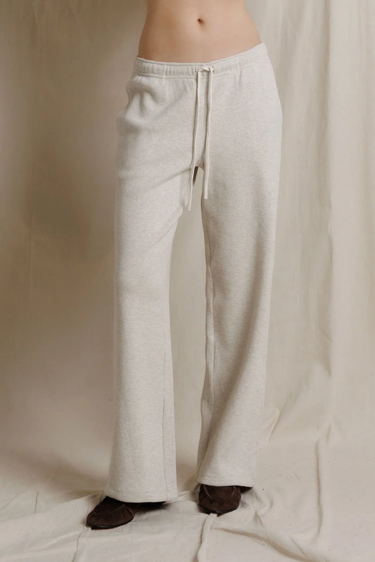 perfectwhitetee - zadie waffle knit pull on pant with pockets - oatmeal