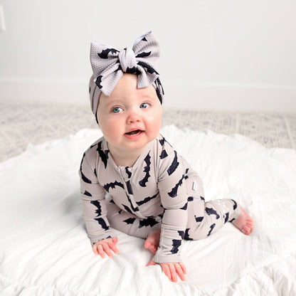 Gigi and Max - Vlad Gray Bats ZIP Bamboo Halloween One-Piece