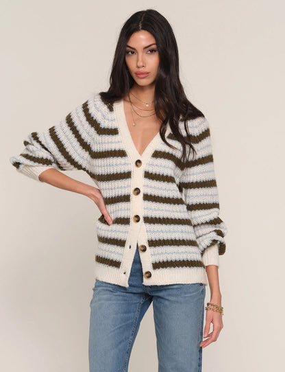 Heartloom Laurent Cardigan Sweater - Ivory Stripe